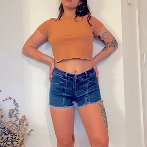 American Eagle Raw Hem Super Stretch Denim Shorts